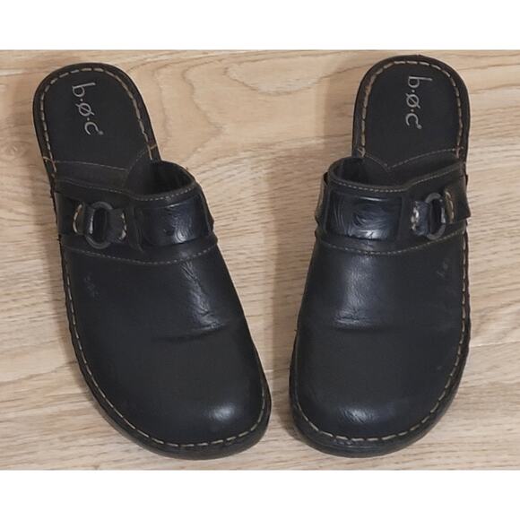 B.O.C. Womans 11M Black Western Strap Metal Ring Clog Mule Shoe Pre-owned - Picture 3 of 8